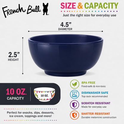 French Bull - Mini cuencos de melamina, juego de 6 piezas, tazón pequeño para servir, aperitivo, condimento, inmersión, postre, helado, a prueba de roturas, apto para alimentos, última intervensión de