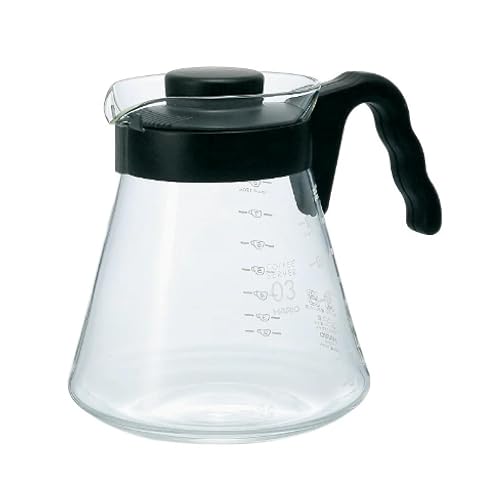 Hario VCS-03B Jarra de Vidrio Templado 1l con Mango de Plástico, negro/transparente