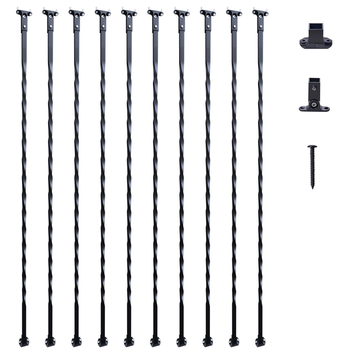 VEVOR - de metal para escalera, 44 x 1/2 pulgadas, ejes decorativos de acero galvanizado, paquete de 10 de cubierta con giros huecos, de escalera en espiral negra