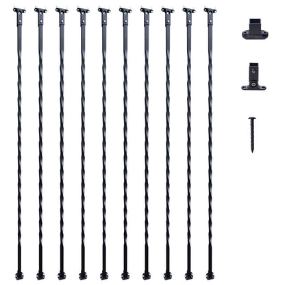 VEVOR - de metal para escalera, 44 x 1/2 pulgadas, ejes decorativos de acero galvanizado, paquete de 10 de cubierta con giros huecos, de escalera en espiral negra