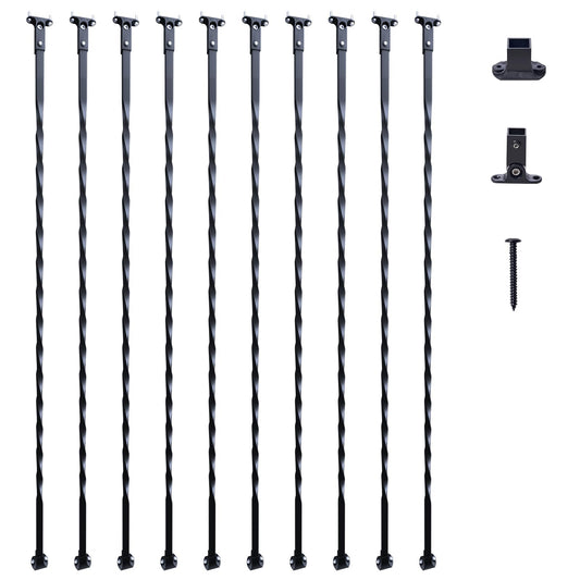 VEVOR - de metal para escalera, 44 x 1/2 pulgadas, ejes decorativos de acero galvanizado, paquete de 10 de cubierta con giros huecos, de escalera en espiral negra