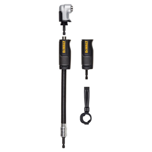 DEWALT Adaptador de taladro de ángulo recto, FlexTorq, sistema 4 en 1, eje flexible compacto, recto, 30 cm (DWAMRASETFT)