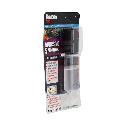 Devcon 5-28 Adhesivo Epoxico en Jeringa, Transparente, 5 Minutos, 25ml/0.84oz