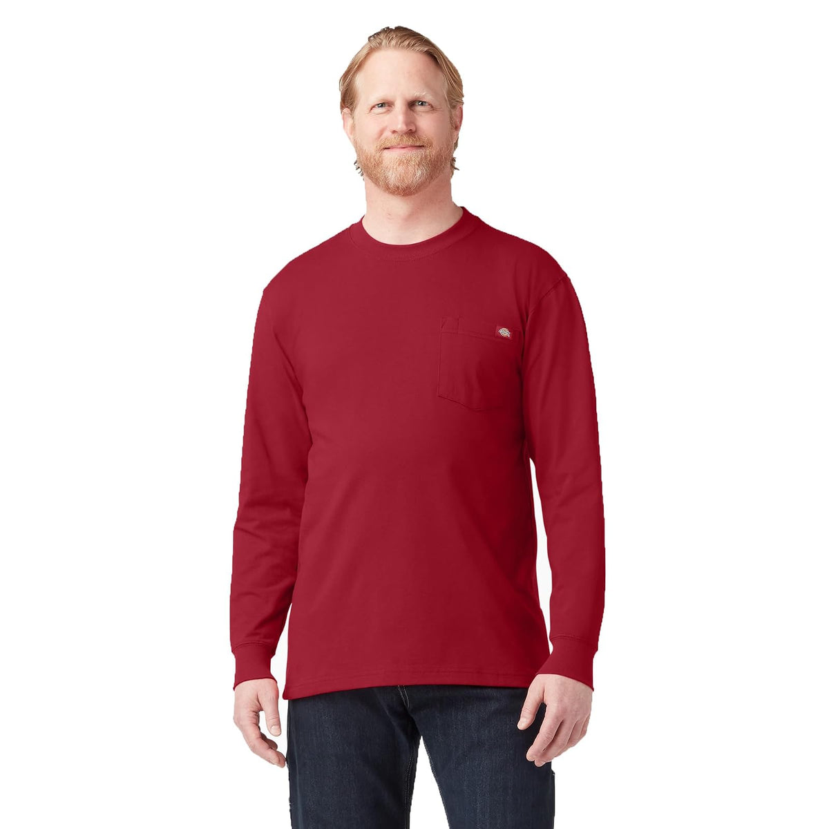 Dickies Camiseta de Manga Larga Hombre Blanca XL - Rojo inglés - G