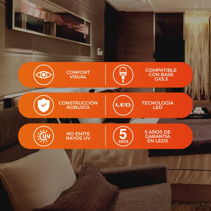 Tecnolite - Pack 8 Focos LED MR16 para Iluminación Interior, 5.5 Watts y 350 Lumens, Luz de Día No Atenuable, Ahorrador de Energía Eléctrica