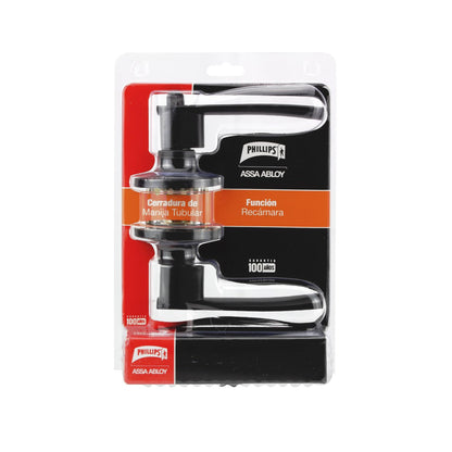 Phillips Manija Cipres Recámara Negro | Cerradura Tubular Anti Tarjeta | Acabado Negro Mate Premium | Puertas 35-45mm | Incluye Llaves y Garantía