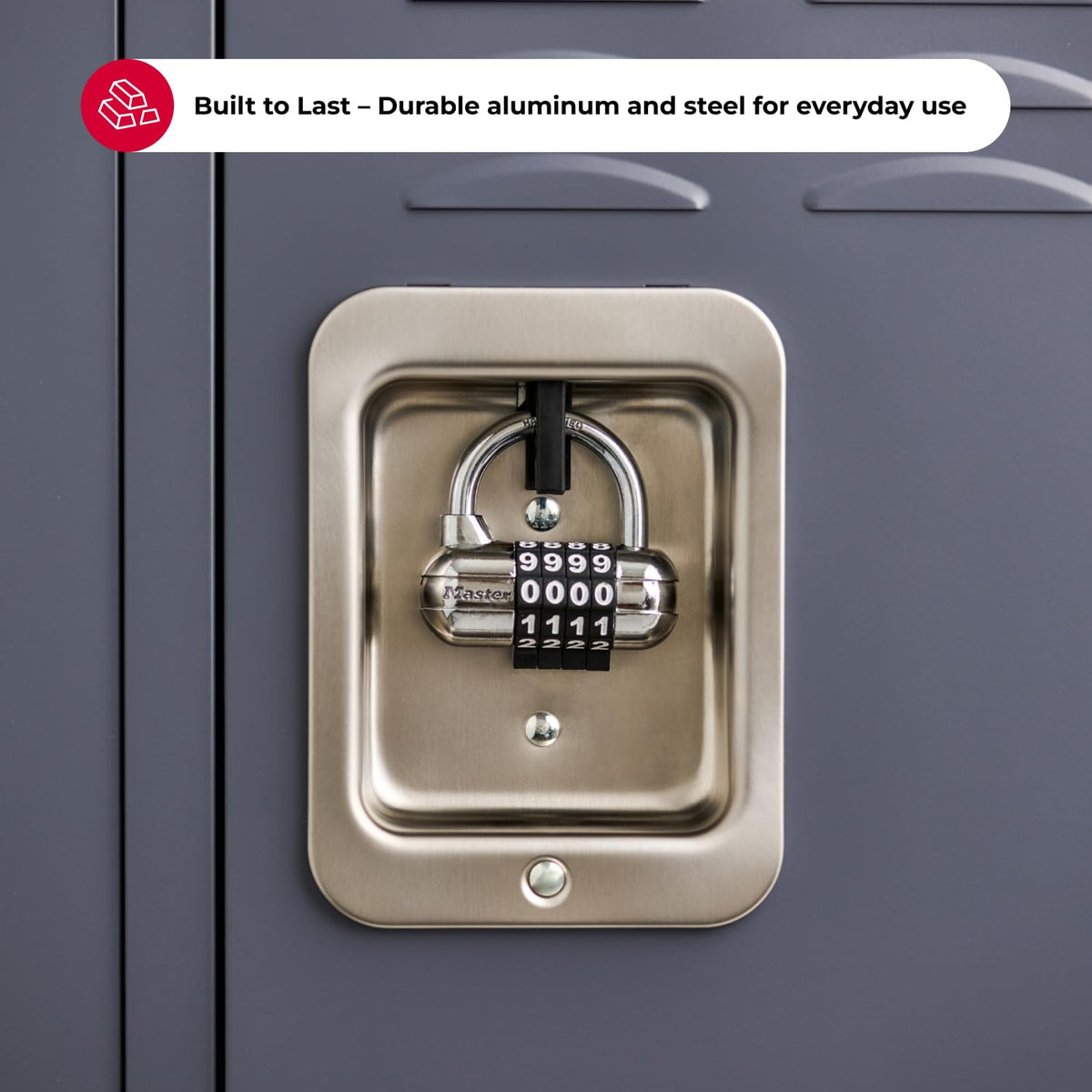 Master Lock 1523D Set Your Own Combination Padlock, 1 Pack, Color may vary | Cerradura fuerte y duradera; cerradura de aluminio y acero, cerradura de gimnasio, cerradura de combinación de seguridad