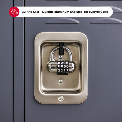 Master Lock 1523D Set Your Own Combination Padlock, 1 Pack, Color may vary | Cerradura fuerte y duradera; cerradura de aluminio y acero, cerradura de gimnasio, cerradura de combinación de seguridad