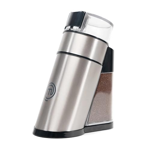 Hukën x MasterChef | Molino de Café Eléctrico Premium Grind+ 50 g | Depósito Desmontable | Molienda por Botón | Cuerpo y Aspas de Acero Inoxidable | Motor 150 W | Compacto y Potente