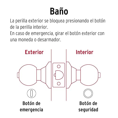 Hermex Basic BALT-LA-BP, Cerradura pomo, baño, tubular, latón antiguo