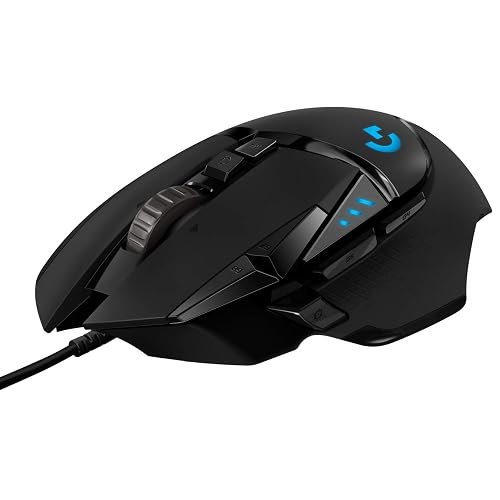 Logitech G502 Hero Mouse Gamer RGB para PC, Sensor Hero 25K 25,600 dpi, 11 Botones Programables, Peso Ajustable, Memoria Integrada y Cable USB, Negro