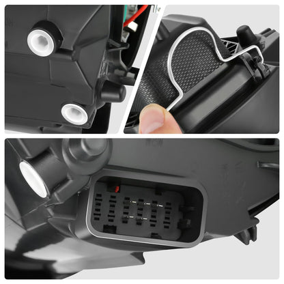 DNA MOTORING - Conjunto de Faros Delanteros de proyector Derecho Compatible con VW Beetle 2006-2010, Lente cromada/Transparente, VW2519109, OEM-HL-0337-R