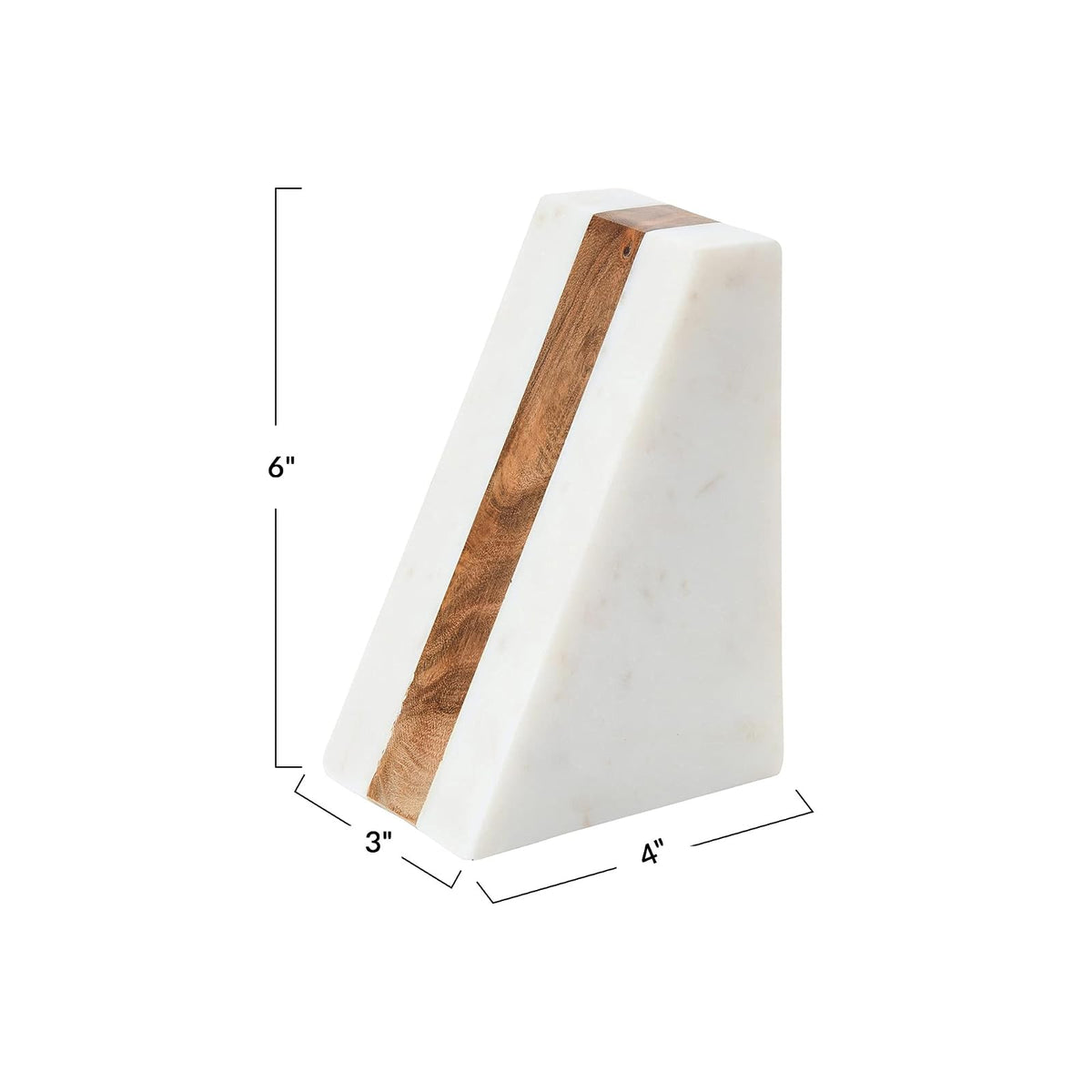 Main + Mesa - Sujetalibros geométricos de mármol con Incrustaciones de Madera, Color Blanco