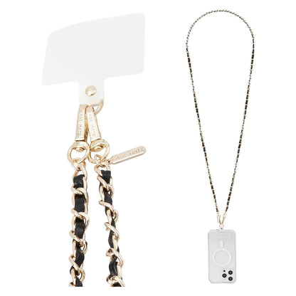 Case-Mate Correa Cruzada para Teléfono con Dije, Compatible con iPhone y Samsung - Gold Chain Black Leather