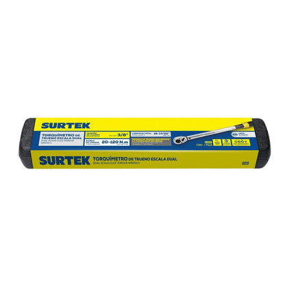 Surtek 538D Torquímetro de trueno una escala dual cuadro de 3/8", 20-120 Nm (15-88.5 ft-lb)