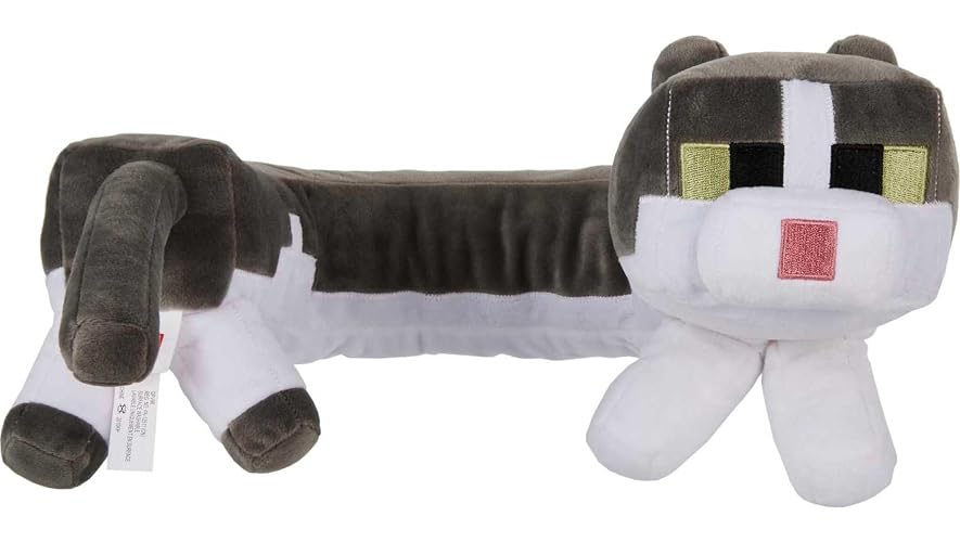 Mattel Minecraft Almohada para El Cuello Purring Sounds | Peluche con sonido, gato de Minecraft, tela de pelo suave