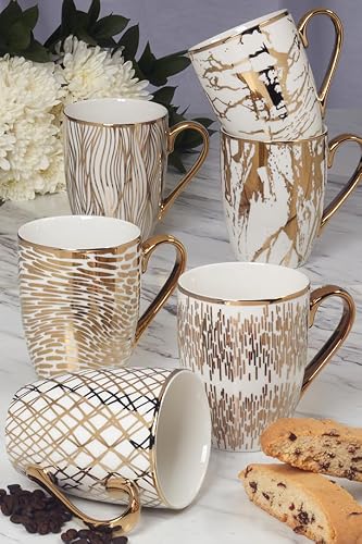 Certified International 26540SET6 Matrix 16 oz tazas chapadas en oro, juego de 6, 5 pulgadas x 3.2 pulgadas x 4.5 pulgadas, multicolor