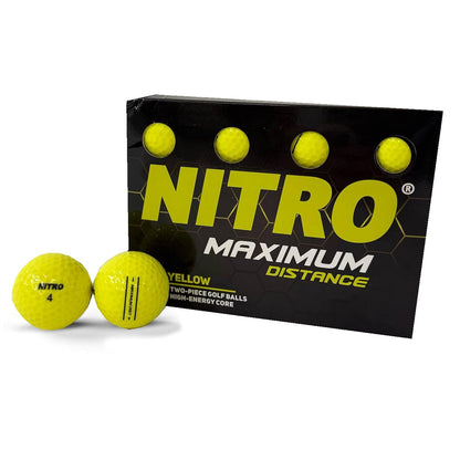 Nitro Golf Pelotas de Golf Distancia Máxima, Paquete de 12 - Amarillo