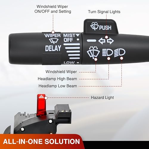 Nilight Interruptor de señal de giro Compatible con 1995 1996 1997 1998 1999 C1500 K1500 pick Tahoe Mounts C1500 K1500 pick zukon 1995-2000 Chevy C2500 K2500 K3500 C15000 C11111 500 K2500 pasacables