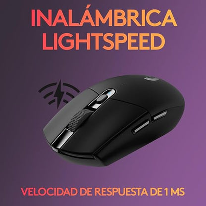 Logitech G305 Lightspeed Mouse Gamer Inalámbrico, Sensor Hero 12K, 12,000 dpi, Batería de 250h, 6 Botones Programables, Memoria Integrada, PC/Mac - Negro
