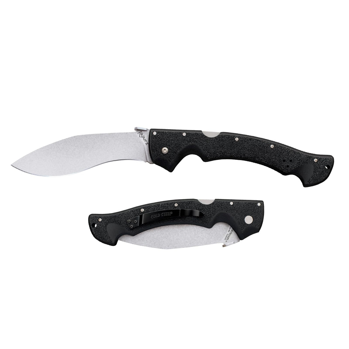Cold Steel Rajah Series AUS10A - Cuchillo plegable táctico con mango Griv-Ex con bloqueo de triple anuncio, bolsillo ambidiestro y clip para cinturón
