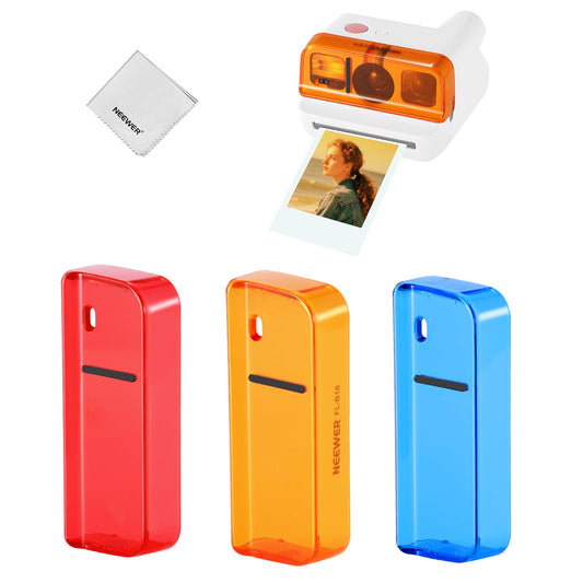 NEEWER - Juego de filtros de Lente Compatible con cámara Polaroid Go, Paquete de 3 Accesorios de Filtro de Gel de Color a presión (Rojo, Azul, Naranja) para fotografía Creativa, FL-B18