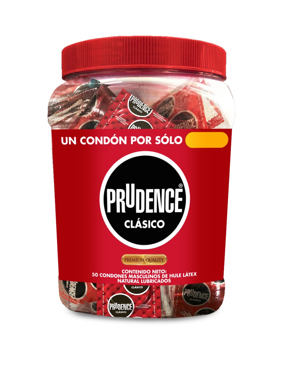 Prudence Clásico, Condones de Látex, No Huele a Látex, Vitrolero con 50 Condones