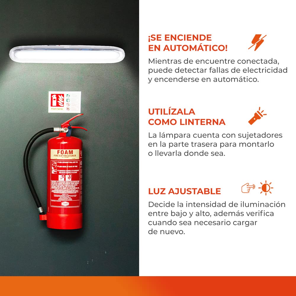 Tecnolite - Lámpara LED de Emergencia Portátil, Recargable, Luz de Día 6500 K, 0.8 Watts de Potencia