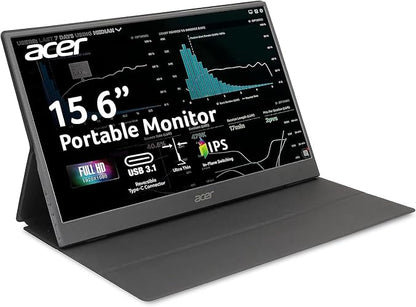 acer Monitor Portatil PM1 15.6" FHD | Panel IPS | Diseño Ultradelgado y Ultraligero | Entradas Mini HDMI x 1 y USB Tipo C x 2