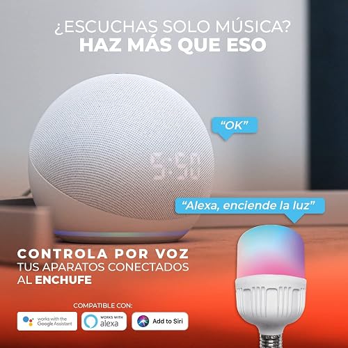 Tecnolite Connect - Foco Inteligente Luz LED RGB Atenuable 20 W, Control App Connect, Compatible con Alexa, WiFi y Bluetooth, Casa Inteligente, Ahorro de Energía, Iluminación Interior y Exterior