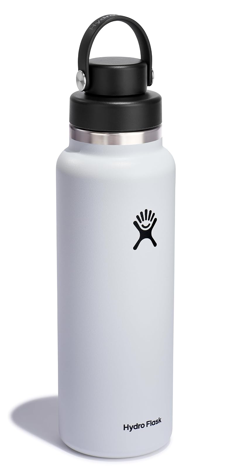 Hydro Flask - Botella de agua de acero inoxidable aislada, tapa de boca ancha, no derrama, a prueba de fugas en 40 onzas, color blanco