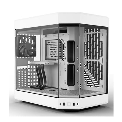 Hyte Y60 - Carcasa Moderna y estética de Doble cámara panorámica de Vidrio Templado de Media Torre ATX para Juegos de computadora con Cable Elevador PCIE 4.0 Incluido, Blanco Nieve (CS-HYTE-Y60-WW)