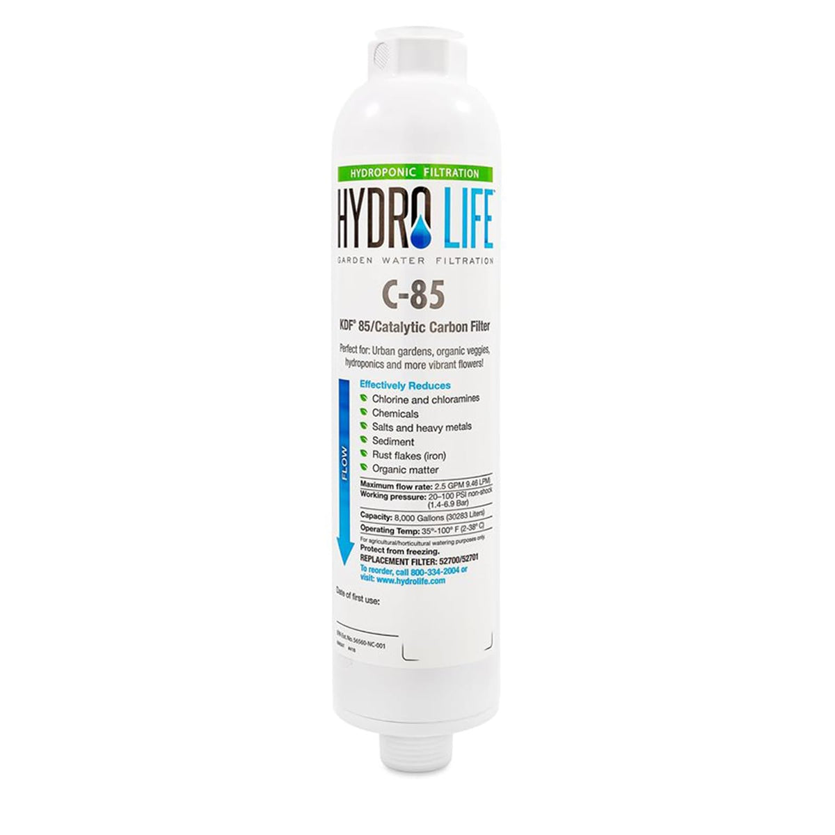 Camco Hydro Life 52700 - Filtro de Agua en línea (con Protector de Manguera Flexible, Hydroponics C-85)