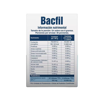 Bacfil Suplemento Alimenticio, 30 Sobres