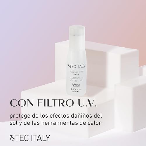 TEC ITALY Silk System Shine Sérum Control Frizz Protección Calor 60 ml | Suaviza, controla frizz y protege del calor. Con aceite de jojoba. Acabado sedoso, brillante y manejable.