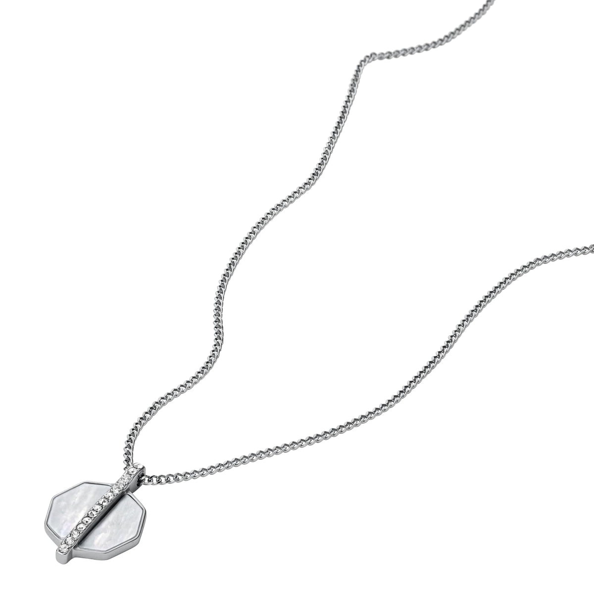 Fossil Collar con colgante atemporal jf04909040 jewelry de acero inoxidable en color plateado para dama