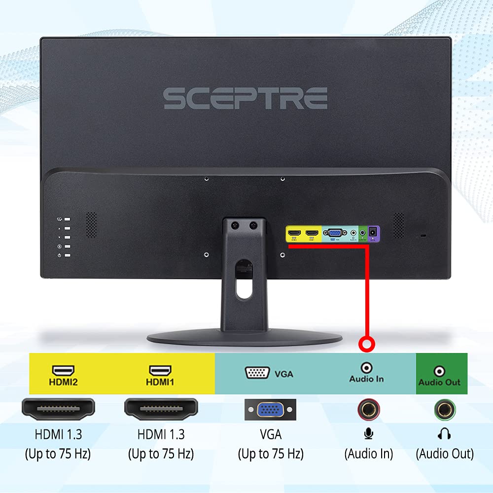 Sceptre New 22 Inch 1080p LED Monitor 1920 x 1080 75Hz HDMI x2 VGA 99% sRGB Build-in Speakers, Blue Light Shift Machine Black (E22 Series)