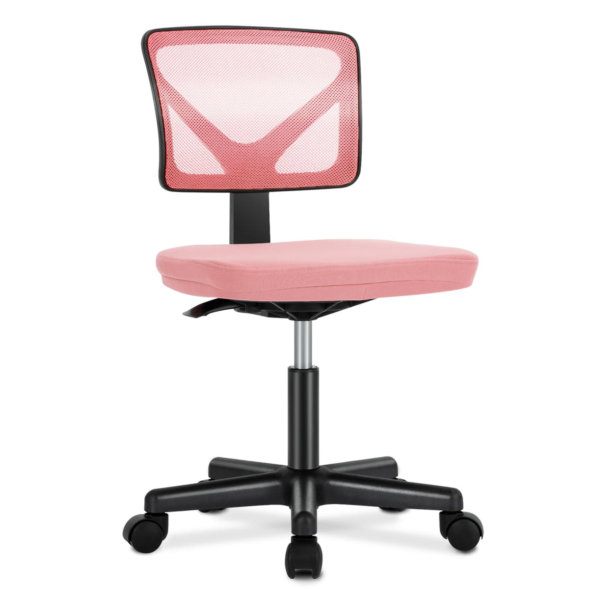 Sweetcrispy - Silla de computadora de Oficina, ergonómica, con Respaldo bajo, con Ruedas, Asiento cómodo sin Brazos, Soporte Lumbar para el hogar, recámara, Estudio, Estudiante, Adultos, Color Rosa