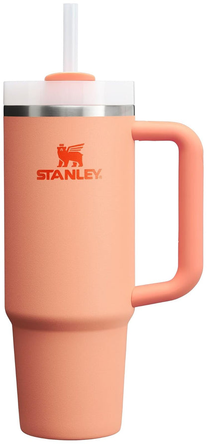 Stanley Quencher H2.0 - Vaso Térmico con Popote, Tapa Giratoria de 3 Vías, Acero Inoxidable, Libre de BPA - 30 onzas - Nectarina