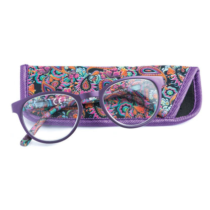 SPL, Lentes de Lectura para Vista Cansada +3.00, Gafas Anti fatiga Ocular/Migraña, Unisex, color Morado, Pre graduadas, Incluye Estuche y Cordón, 1 pza.