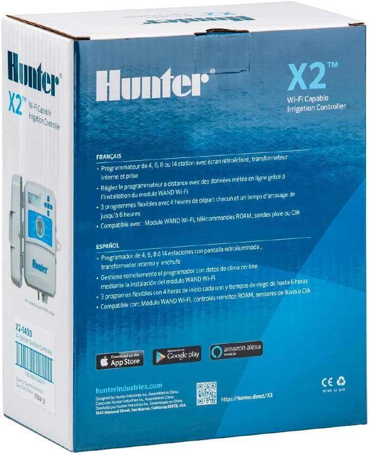 Hunter - Controlador de riego exterior de 8 estaciones Gris X2800