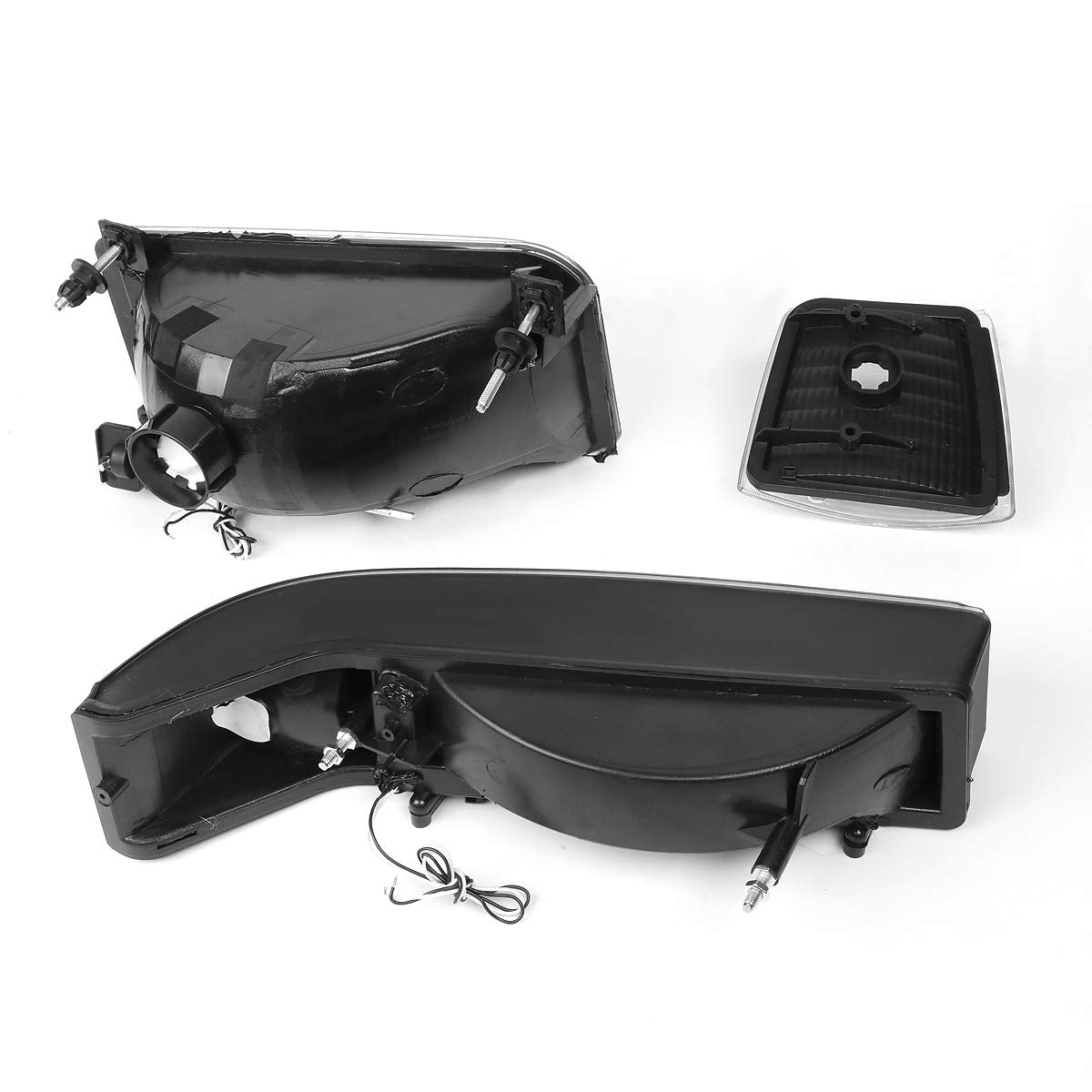DNA Motoring Par de Faros Delanteros LED Dual para Ford F-150/F-250/F-350/Bronco 1992-1996, Negro/Transparente
