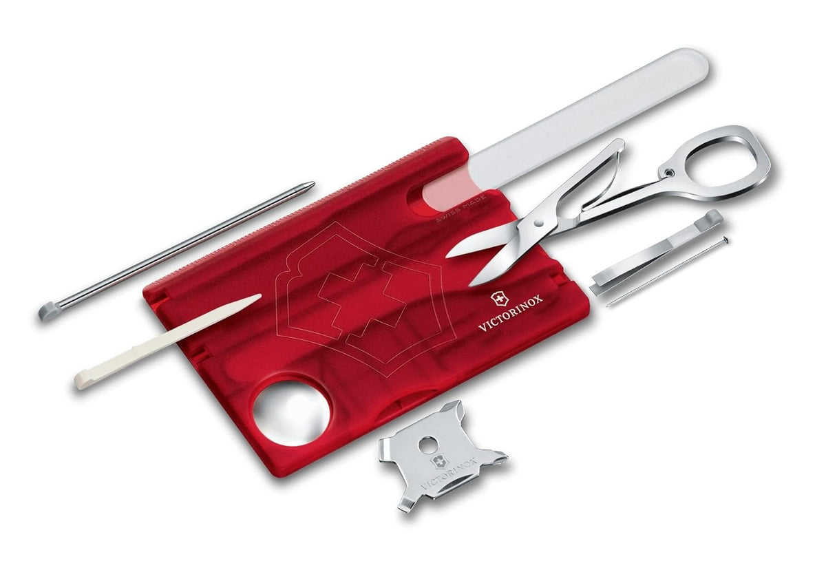 Victorinox Swisscard Nailcare, Lima de Cristal, Color Rojo Transparente, 13 Usos