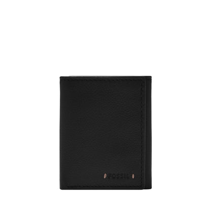Billetera de tres pliegues Fossil Carson de piel en color negro para hombre - Talla Única - Negro