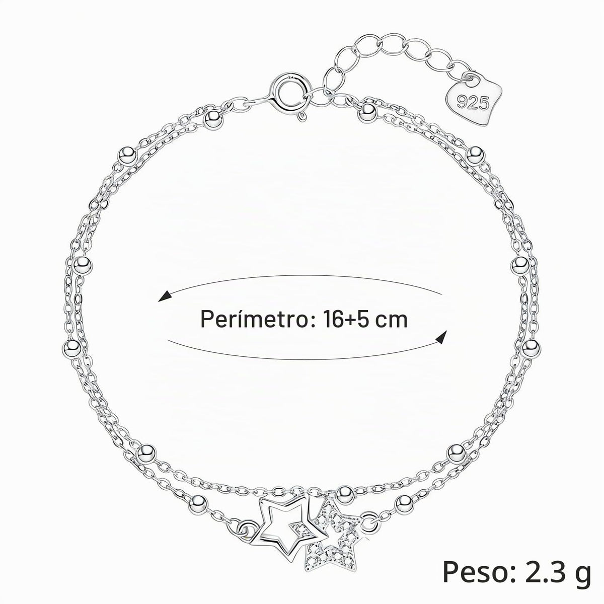 XYPHIELLE Pulsera de Plata 925 para Mujer - Brazalete Estrella Ajustable, Joyería Fina, Regalo Elegante para Madre, Novia, Esposa, Amiga, Cumpleaños, Aniversario, San Valentín