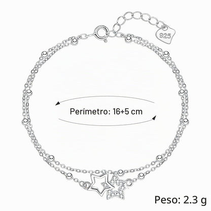 XYPHIELLE Pulsera de Plata 925 para Mujer - Brazalete Estrella Ajustable, Joyería Fina, Regalo Elegante para Madre, Novia, Esposa, Amiga, Cumpleaños, Aniversario, San Valentín