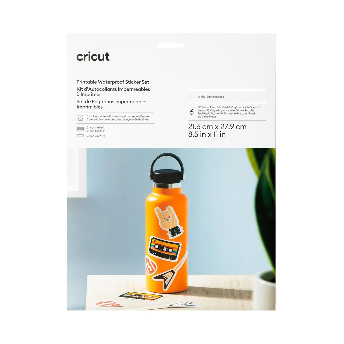 Cricut - Juego de pegatinas impermeables para imprimir, color blanco | Pegatinas imprimibles para impresora de inyección de tinta – Funciona con las máquinas Joy Xtra, Explorer y Maker