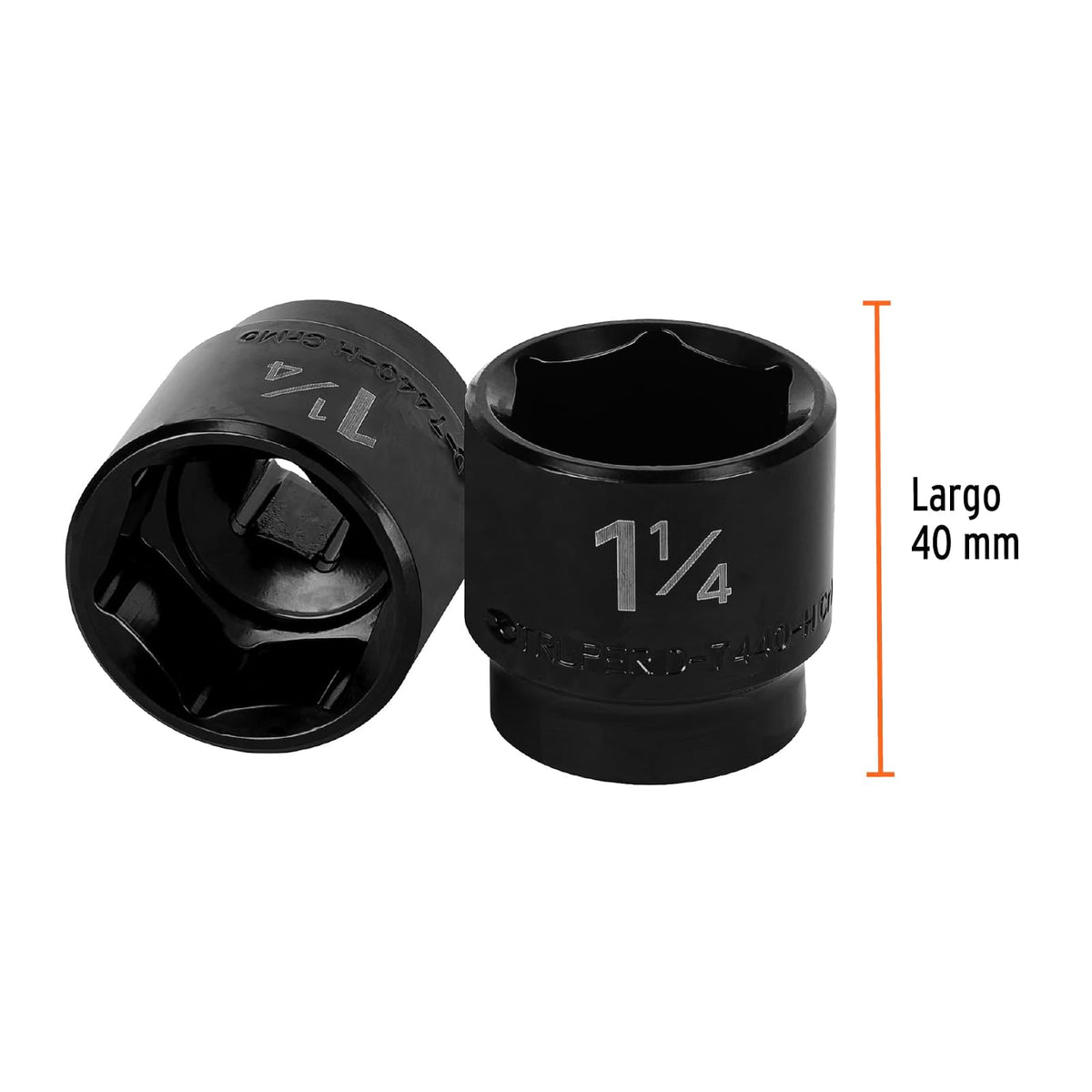 Truper D-7440-H, Dado de impacto, 6 puntas, cuadro 1/2" de 1-1/7"