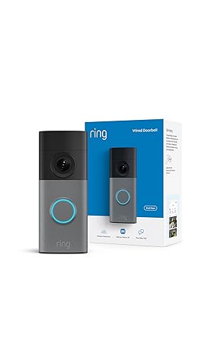 Videotimbre cableado Ring (último modelo): Retinal 2K con video gran angular, zoom mejorado de hasta 6x y audio bidireccional (gris moteado)