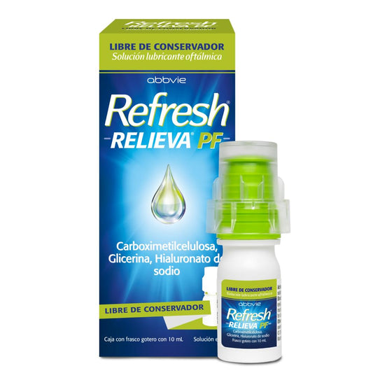 Abbvie - Refresh Relieva PF - Gotero de 10 ml- Gotas Lubricantes Para Ojos Secos E Irritados -Hidratación Avanzada Sin Conservadores Con Hialuronato De Sodio